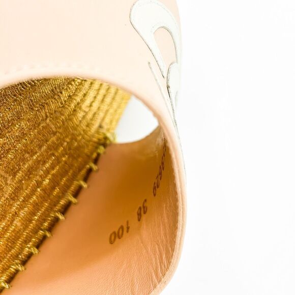Gucci GG Pink Espadrille Gold Wedge Sandals New Size 38, 8 - Picture 12 of 14